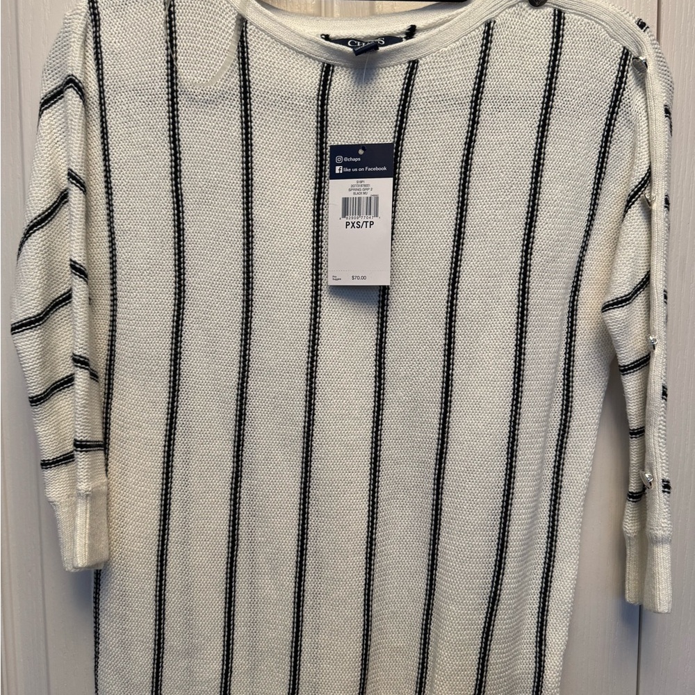 White and Black Striped Sweater